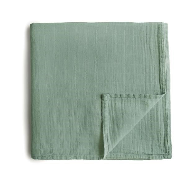Mushie Muslin Swaddle Blanket Organic Cotton- Roman Green (7446571253986)
