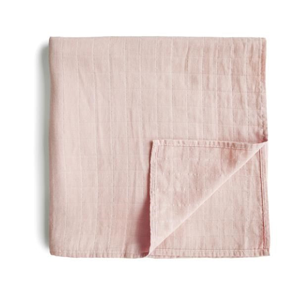 Mushie Muslin Swaddle Blanket Organic Cotton- Rose Vanilla (7437957267682)