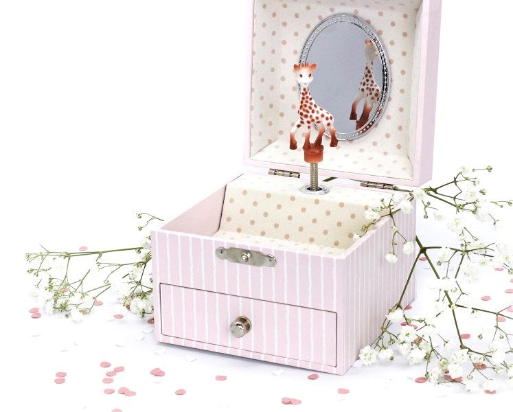Trousselier Photoluminescent Music Box Sophie the Giraffe Navy Pink - Glow in dark (7854792835298)