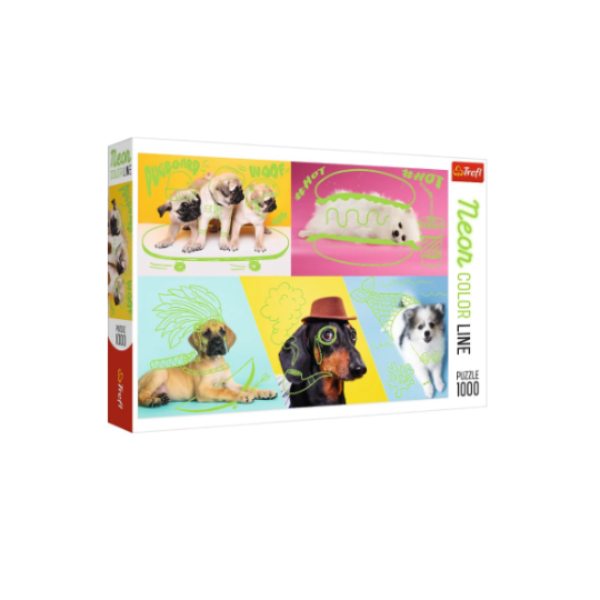 Trefl 1000 Piece Puzzle Neon Color Line Far out dogs (8291974840546)