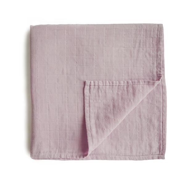 Mushie Muslin Swaddle Blanket Organic Cotton- Soft Mauve (8015145468130)