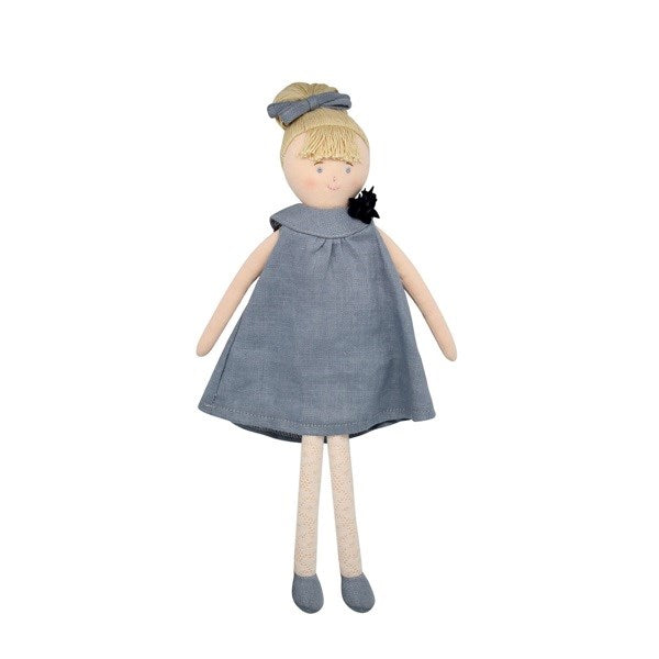 xTrousselier TRSV101863 Doll with Grey Blue Linen dress 30Cm (6823209500854)