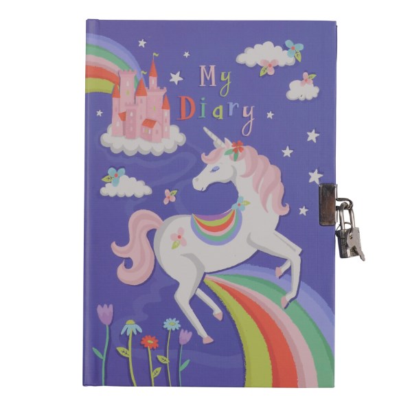 Tiger Tribe TT6-1602 Lockable Diary-Unicorn Rainbow (8239106818274)