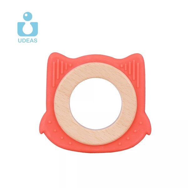 Udeas Silicone and Beech Baby Teether Bracelet - Fox (7785580462306)