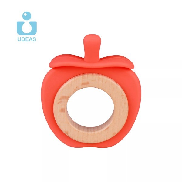 Udeas Silicone and Beech Baby Teether Bracelet - Apple (7785580789986)
