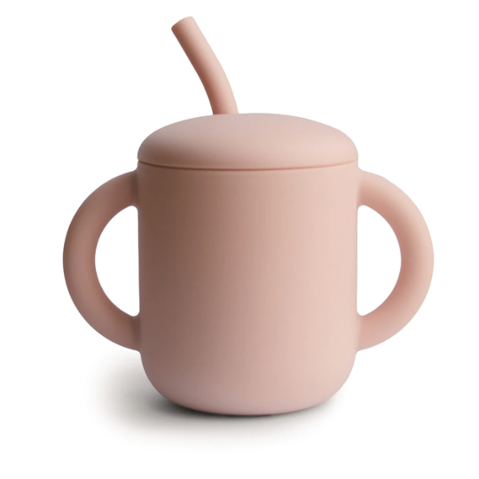 Mushie Silicone Straw Cup - Blush (7773059383522)