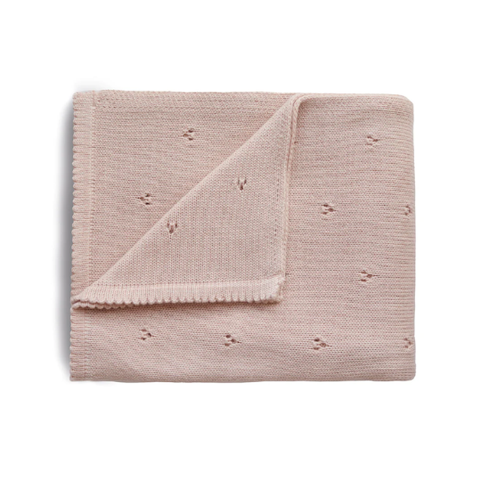 Mushie Knitted Blanket Pointelle - Blush (7773057777890)
