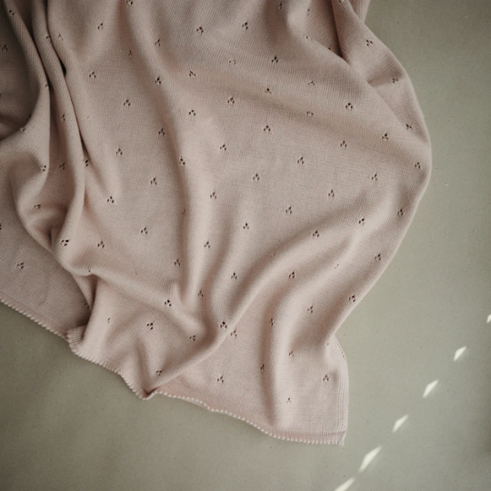 Mushie Knitted Blanket Pointelle - Blush (7773057777890)