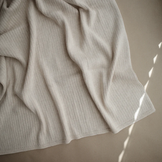 Mushie Knitted Blanket Ribbed - Beige Melange (7773057712354)
