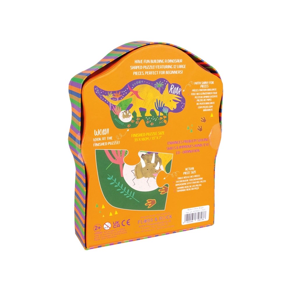 Floss & Rock Dinosaur - 12 Piece Shape Puzzle in Shaped Box (8862053040354)