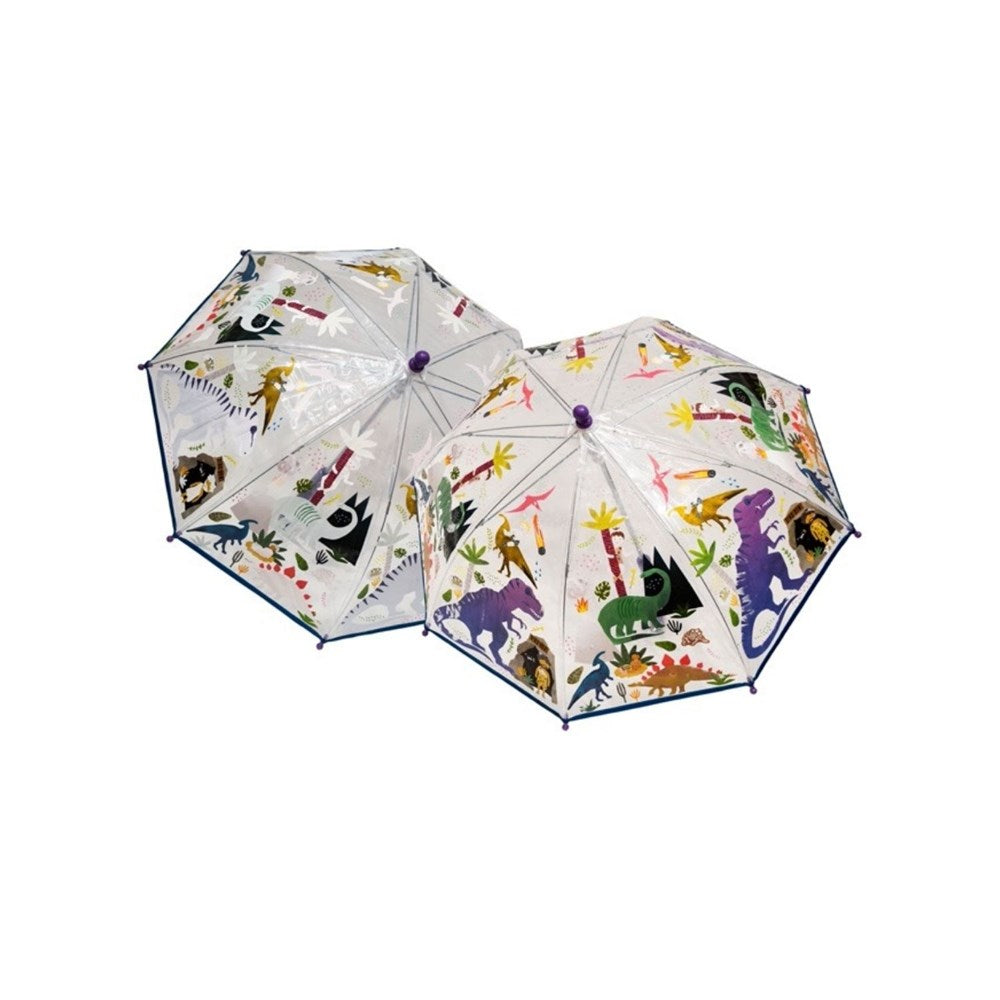Floss & Rock Dinosaur - Transparent Colour Changing Umbrella (8862053728482)
