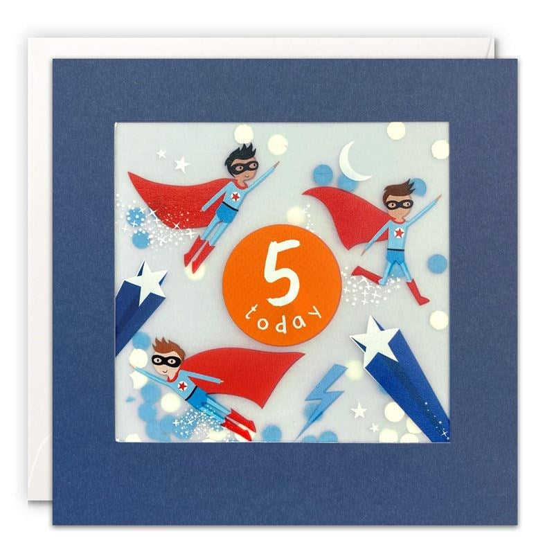 James Ellis - Age 5 Boy Super Hero - Shakies 5th Birthday Card (8055518855394)