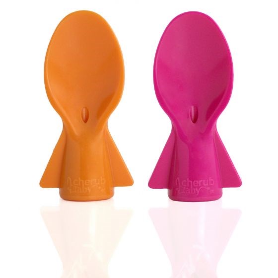 Cherub Universal Food Pouch Spoon 2pk Pink & Orange (8266153328866)
