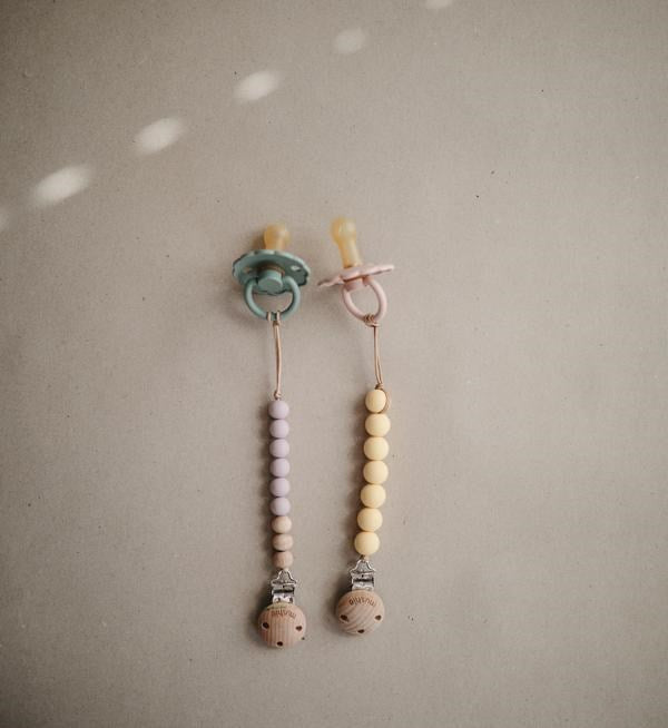 Mushie Pacifier Clip Halo- Muted Yellow (8015148613858)