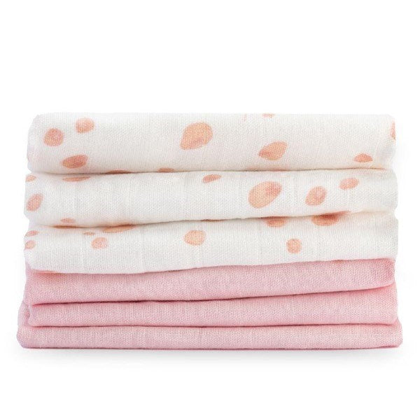 Little Linen Lt Bamboo Muslin Washers 6Pk - Dusty Pink (8055518429410)