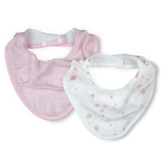 Little Linen Bamboo Muslin Bib 2 Pack- Dusty Pink (8237398622434)