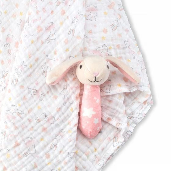 Little Linen TLLC Muslin Wrap & Crinkle Toy - Ballerina Bunny (8237398327522)