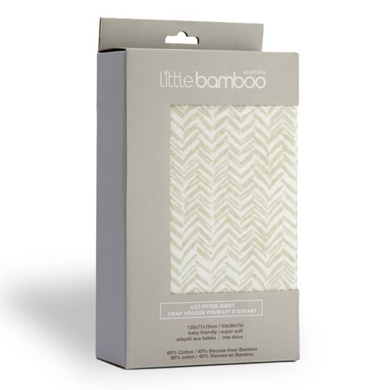 Little Linen Jersey Fitted Cot Sheet- Herringbone Whisper (7726507458786)