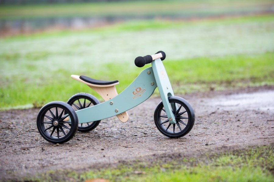 Kinderfeets Tiny Tot Tricycle + Balance Bike- Sage (8237396263138)